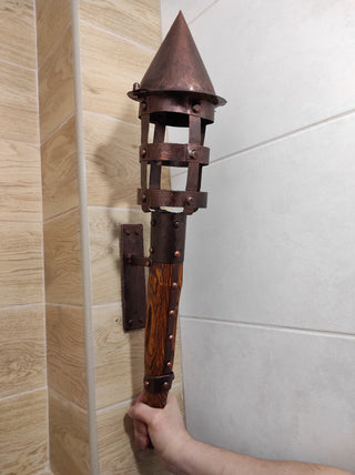 Handmade Wrought Iron Viking Torch Sconce: Medieval Wall Lantern