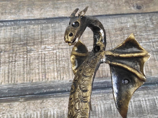 Hand Forged Dragon Door Handle: Wrought Iron Barn Decor