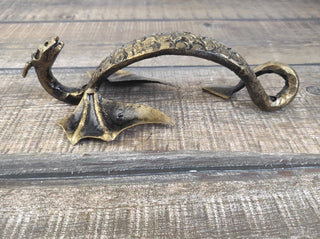 Hand Forged Dragon Door Handle: Wrought Iron Barn Decor