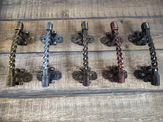 Hand Forged Metal Door Handle: Rustic Twisted Iron Hardware