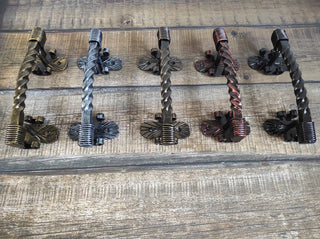 Hand Forged Metal Door Handle: Rustic Twisted Iron Hardware