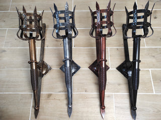 Hand Forged Wrought Iron Wall Sconce: Medieval Viking Torch Lantern