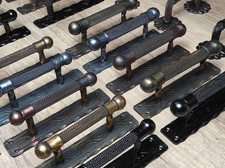 Hand Forged Steel Barn Door Handle: Rustic Medieval Style