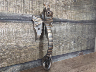 Hand Forged Dragon Door Handle: Metal Barn Door Hardware