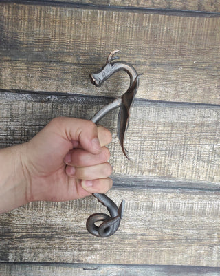 Hand Forged Dragon Door Handle: Metal Barn Door Hardware