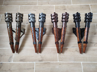 Hand Forged Iron & Wood Viking Double Torch Wall Sconce