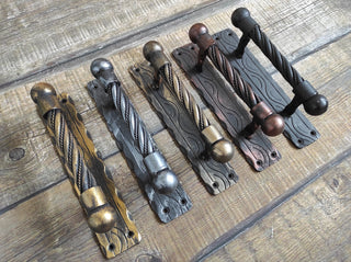 Hand Forged Twisted Metal Door Handle: Rustic Medieval Decor