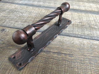 Hand Forged Twisted Metal Door Handle: Rustic Medieval Decor