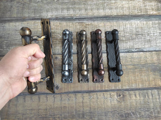 Hand Forged Twisted Metal Door Handle: Rustic Medieval Decor