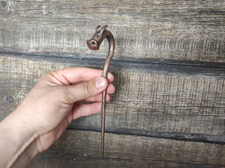 Forged Metal Dragon Hairpin: Handmade Iron Hair Accessory