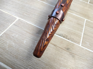 Hand Forged Medieval Torch Wall Sconce: Wood & Steel Light