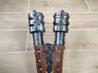 Hand Forged Wrought Iron Medieval Double Torch Sconce