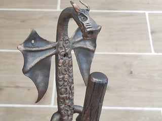 Hand Forged Dragon Door Handle: Medieval Iron Decor