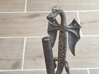 Hand Forged Dragon Door Handle: Medieval Iron Decor