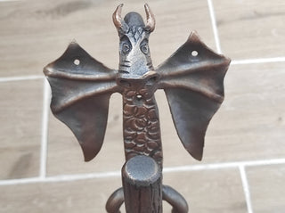 Hand Forged Dragon Door Handle: Medieval Iron Decor