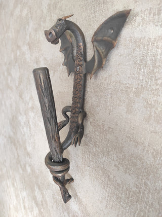 Dragon door handle in antique, medieval style