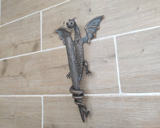 Dragon door handle in antique, medieval style