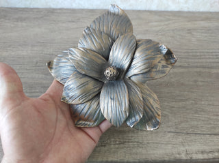 Hand Forged Flower Door Handle: Metal Wall Decor