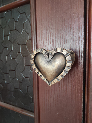 Hand Forged Heart Door Handle: Rustic Metal Decor