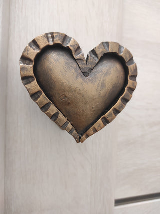 Hand Forged Heart Door Handle: Rustic Metal Decor