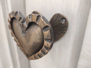 Hand Forged Heart Door Handle: Rustic Metal Decor