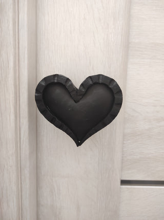Hand Forged Heart Door Handle: Metal Barn or Dresser Pull