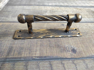 Hand Forged Twisted Metal Door Handle: Rustic Medieval Decor