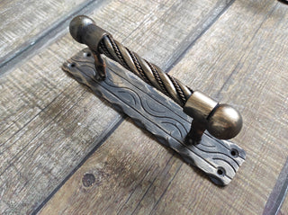 Hand Forged Twisted Metal Door Handle: Rustic Medieval Decor