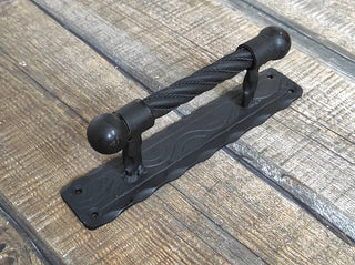 Hand Forged Twisted Metal Door Handle: Rustic Medieval Decor
