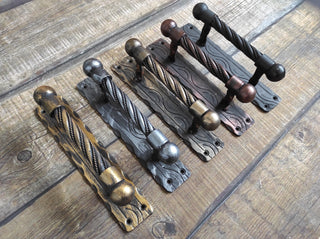 Hand Forged Twisted Metal Door Handle: Rustic Medieval Decor