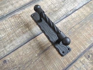 Hand Forged Twisted Metal Door Handle: Rustic Medieval Decor