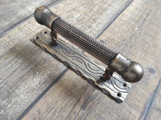 Hand Forged Barn Door Handle: Rustic Medieval Metal Decor