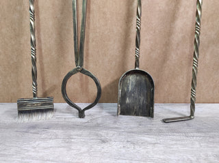 Forged fireplace tools set, fireplace poker, fireplace tongs, shovel, broom, hand forged, fireplace gift, fireplace tool, fire poker