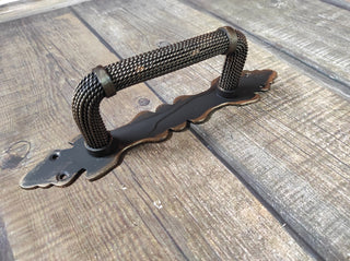 Hand Forged Rustic Gate Handle: Medieval Style Iron Door Pull