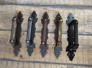Hand Forged Rustic Gate Handle: Medieval Style Iron Door Pull