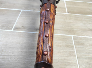 Hand Forged Medieval Torch Wall Sconce: Wood & Steel Light