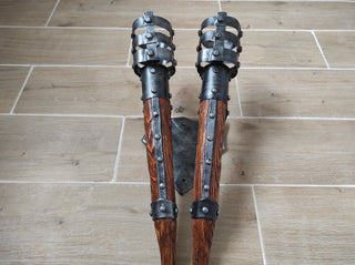 Hand Forged Wrought Iron Medieval Double Torch Sconce