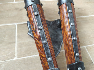 Hand Forged Wrought Iron Medieval Double Torch Sconce