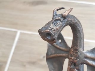 Hand Forged Dragon Door Handle: Medieval Iron Decor