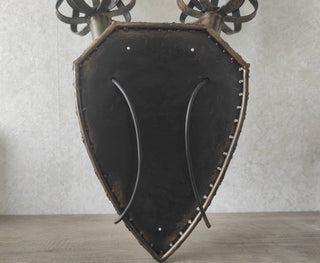 Wrought Iron Double Torch Wall Sconce: Medieval Viking Lantern