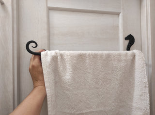 Hand Forged Horse Towel Rack: Black Wrought Iron Bathroom Decor