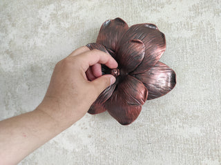 Hand Forged Flower Door Handle: Metal Wall Decor