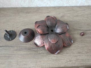 Hand Forged Flower Door Handle: Metal Wall Decor