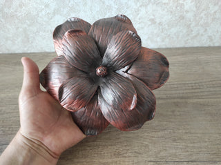 Hand Forged Flower Door Handle: Metal Wall Decor