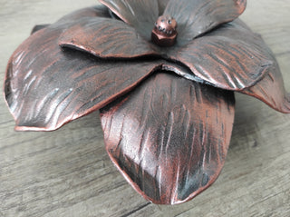 Hand Forged Flower Door Handle: Metal Wall Decor