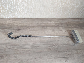 Fireplace tools. Set from forged fire poker, fireplace tongs, shovel, broom, hand forged