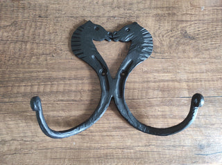 Double towel hook Horses , forged towel hook, bathroom hook, metal towel hook