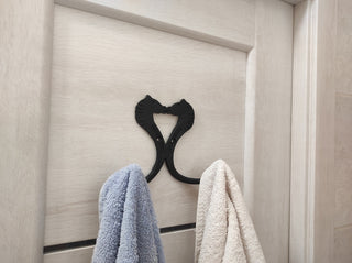 Double towel hook Horses , forged towel hook, bathroom hook, metal towel hook