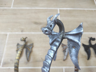 Hand Forged Dragon Door Handle: Wrought Iron Medieval Decor