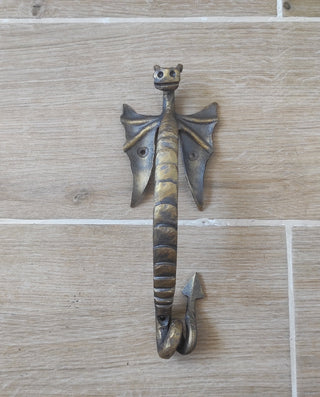 Hand Forged Dragon Door Handle: Wrought Iron Medieval Decor